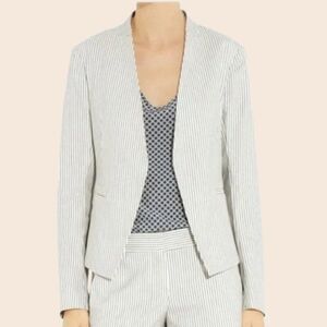 Theory Pinstripe Open Front Lanai Canvas Blazer Size 6